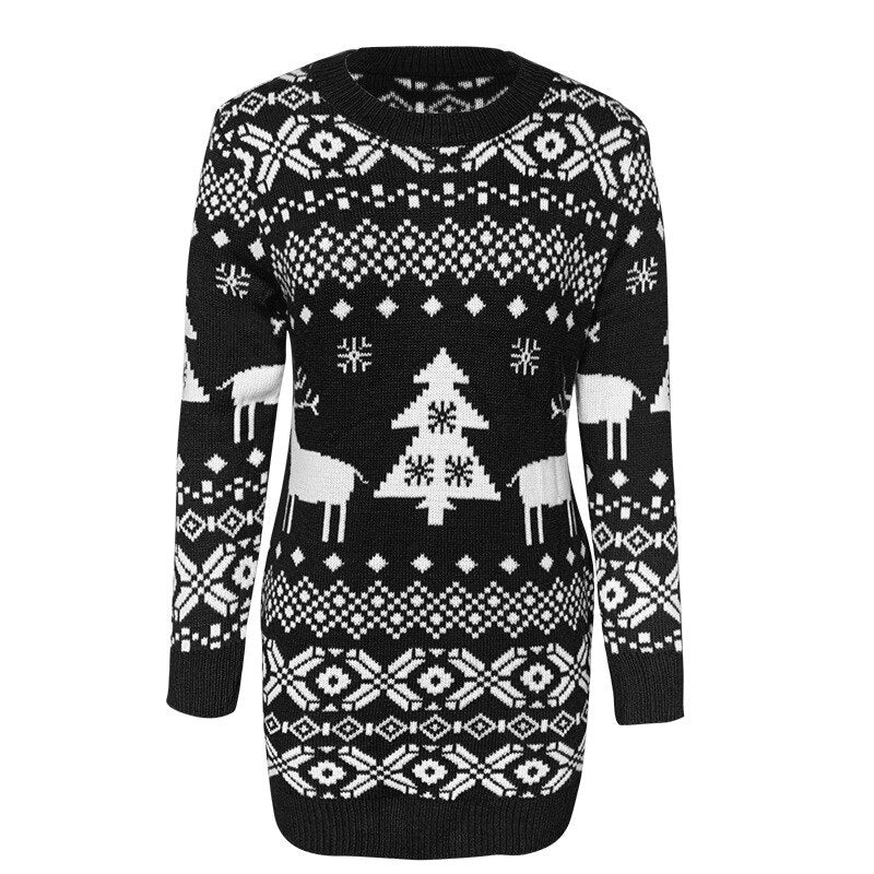Christmas Sweater Soft Knit Reindeer Pattern Machine Washable