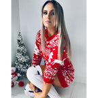 Christmas Sweater Soft Knit Reindeer Pattern Machine Washable