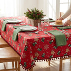 Christmas Tablecloth Festive Snowflake & Stockings Multiple Sizes