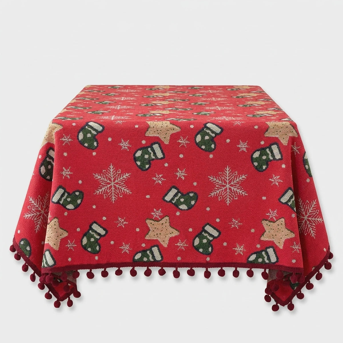 Christmas Tablecloth Festive Snowflake & Stockings Multiple Sizes