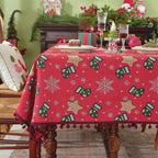 Christmas Tablecloth Festive Snowflake & Stockings Multiple Sizes