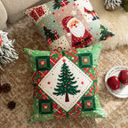 Christmas Throw Pillow 18x18 Microfiber Removable Cover Patchwork Print