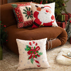 Christmas Throw Pillow 18x18 Microfiber Removable Cover Patchwork Print