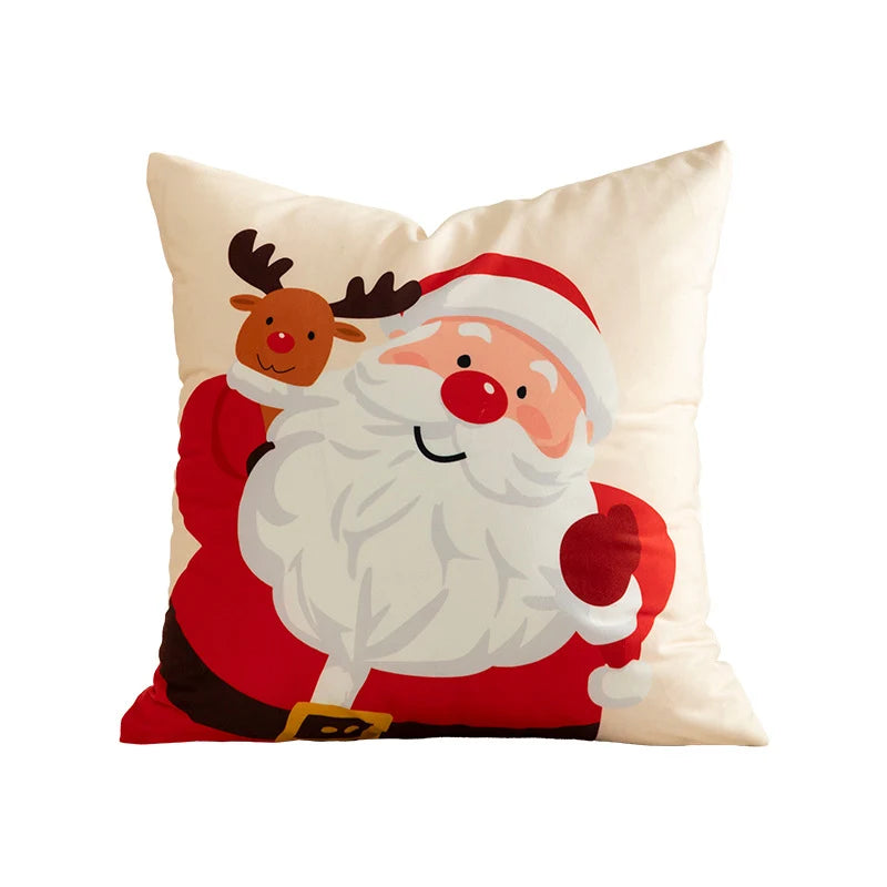 Christmas Throw Pillow 18x18 Microfiber Removable Cover Patchwork Print