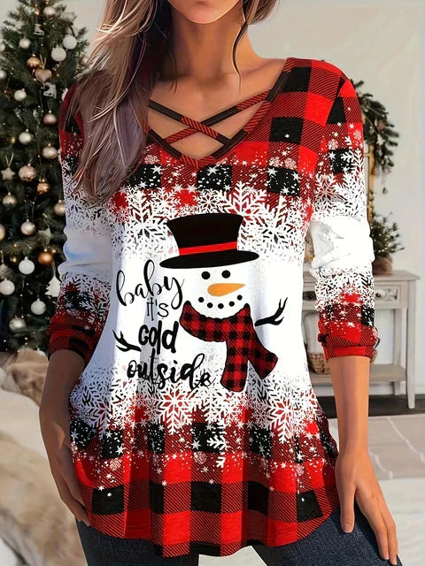 Christmas Top Long Sleeve Loose Fit