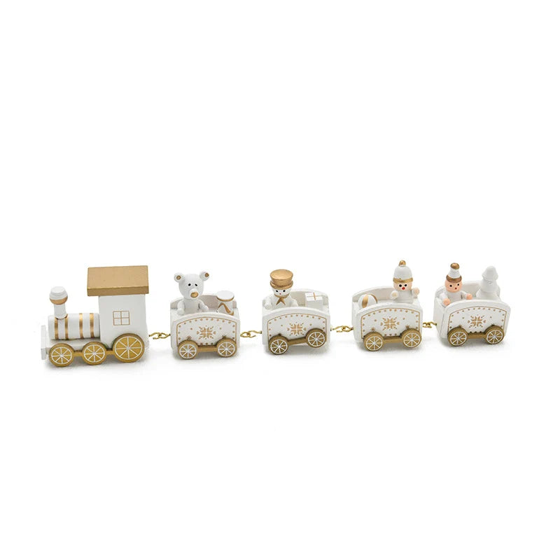 Christmas Train Decoration Set Durable Wooden Tabletop Accent