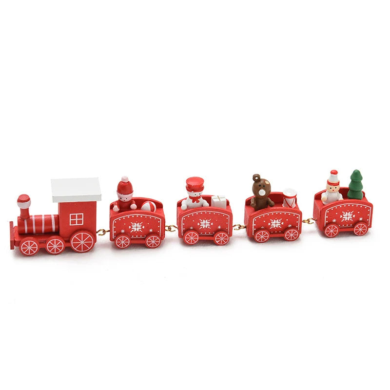 Christmas Train Decoration Set Durable Wooden Tabletop Accent