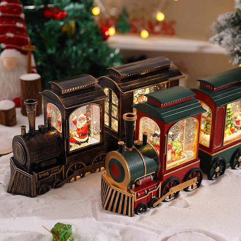 Christmas Train Lantern Moving Santa & Warm Ambient Light