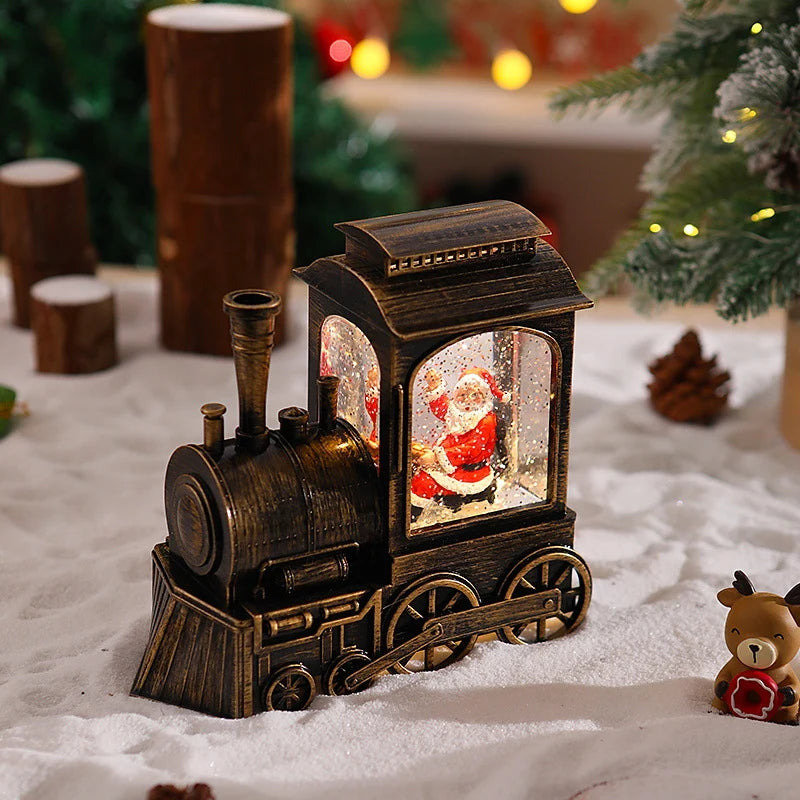 Christmas Train Lantern Moving Santa & Warm Ambient Light