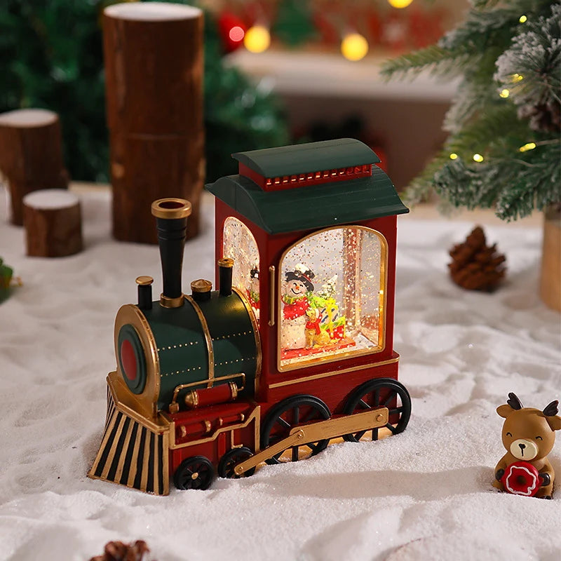 Christmas Train Lantern Moving Santa & Warm Ambient Light