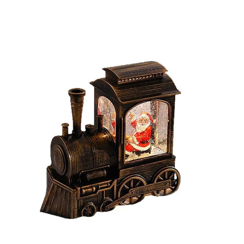 Christmas Train Lantern Moving Santa & Warm Light