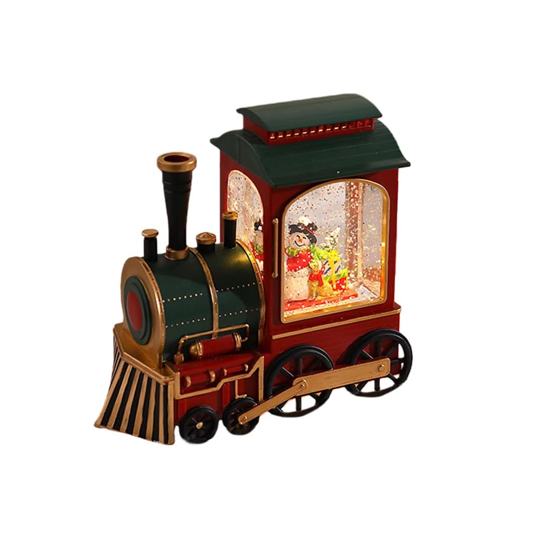 Christmas Train Light Snow Globe Santa & Snowman Figures
