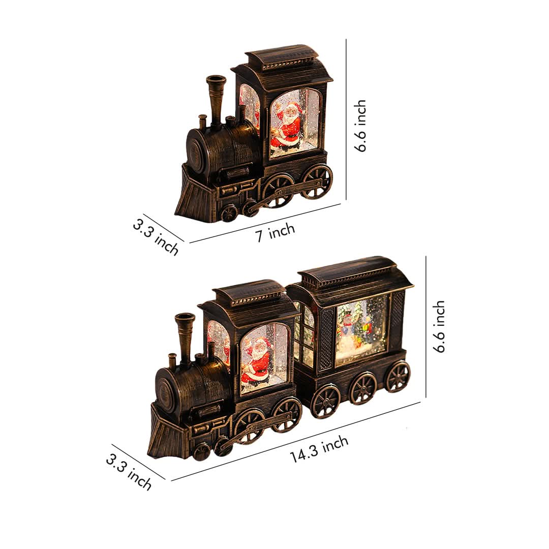 Christmas Train Light Snow Globe Santa & Snowman Figures