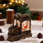 Christmas Train Light Snow Globe Santa & Snowman Figures