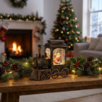 Christmas Train Light Snow Globe Santa & Snowman Figures