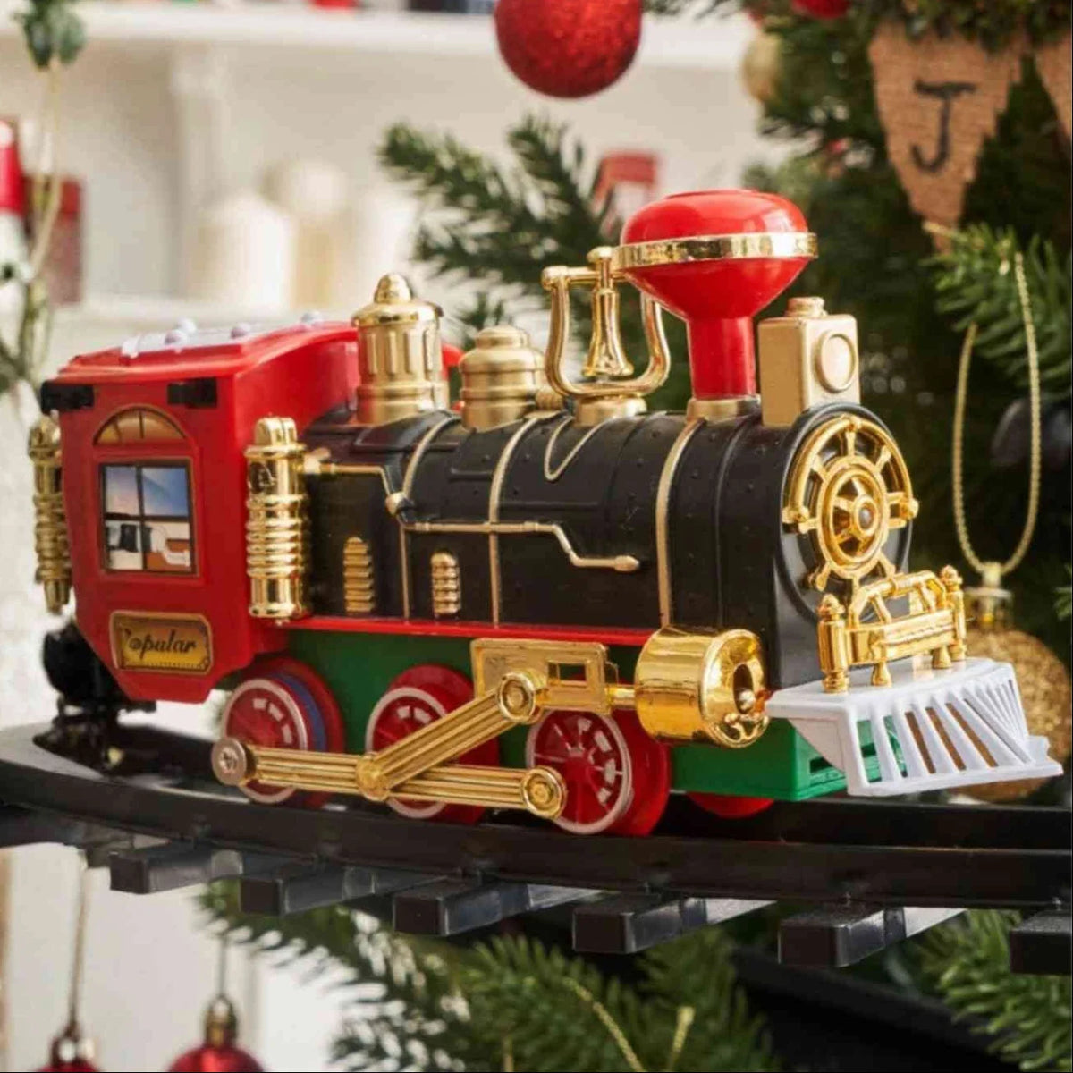 Christmas Train Ornament Battery-Powered Light & Sound