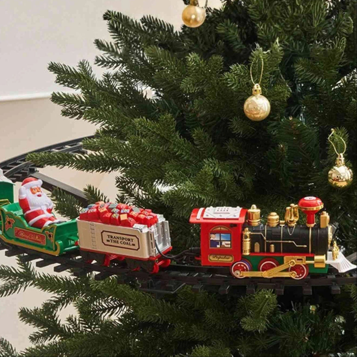 Christmas Train Ornament Battery-Powered Light & Sound