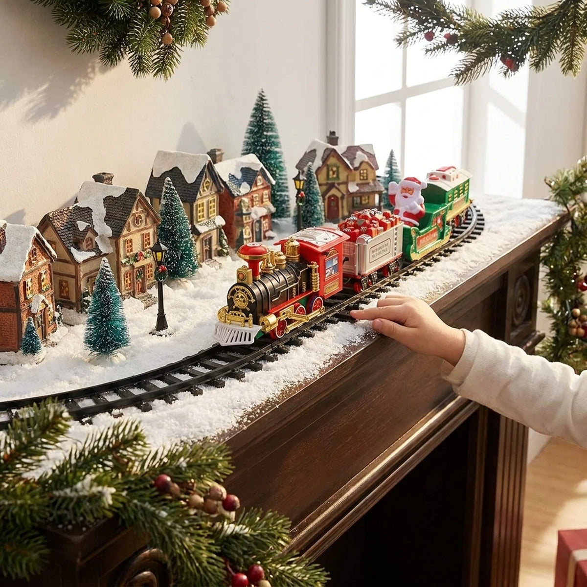 Christmas Train Ornament Battery-Powered Light & Sound