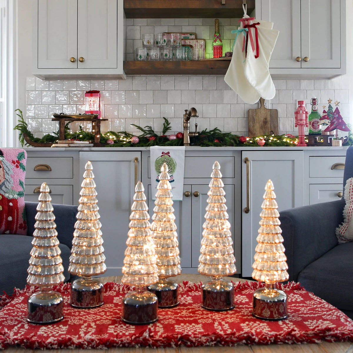 Christmas Tree Champagne Glass Rotating Warm White LEDs