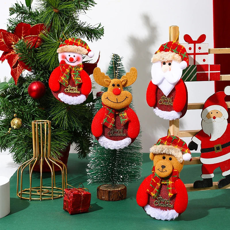 Christmas Tree Ornament Felt Reindeer Red Scarf Hanging Rope