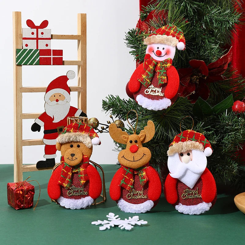 Christmas Tree Ornament Felt Reindeer Red Scarf Hanging Rope