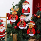 Christmas Tree Ornament Felt Reindeer Red Scarf Hanging Rope