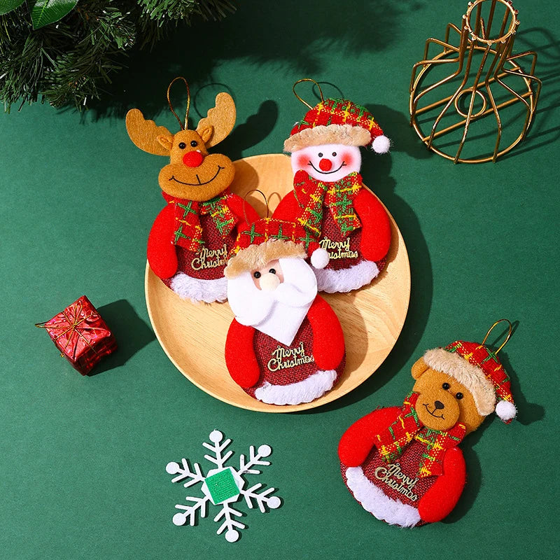 Christmas Tree Ornament Felt Reindeer Red Scarf Hanging Rope