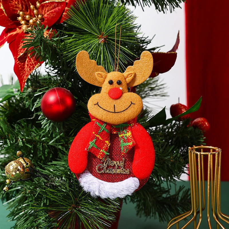 Christmas Tree Ornament Felt Reindeer Red Scarf Hanging Rope