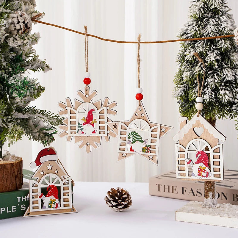 Christmas Tree Ornament Handcrafted Wood Santa