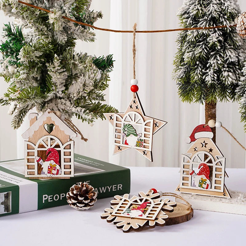 Christmas Tree Ornament Handcrafted Wood Santa