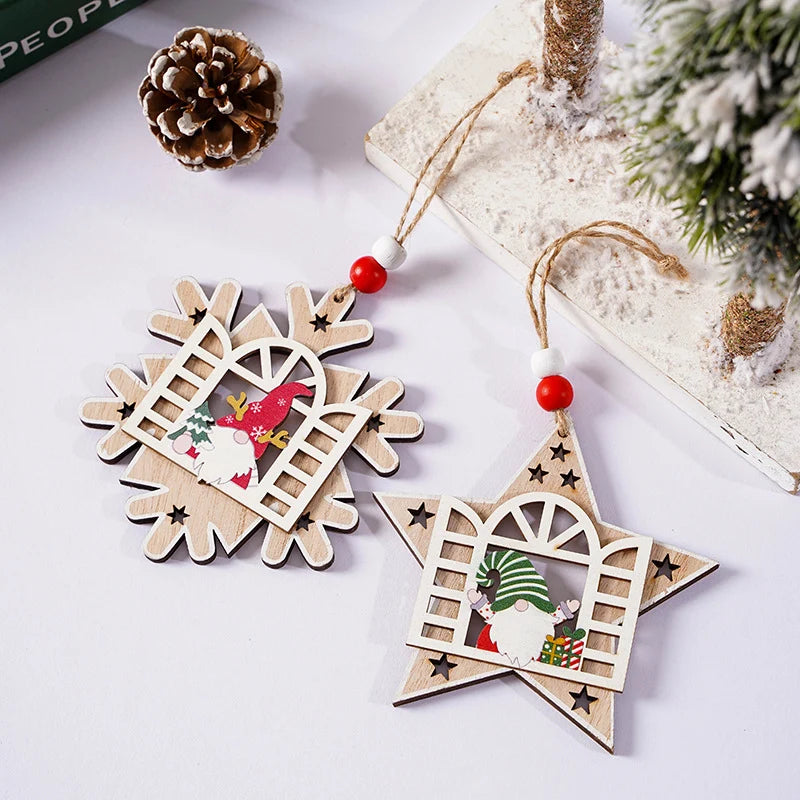 Christmas Tree Ornament Handcrafted Wood Santa