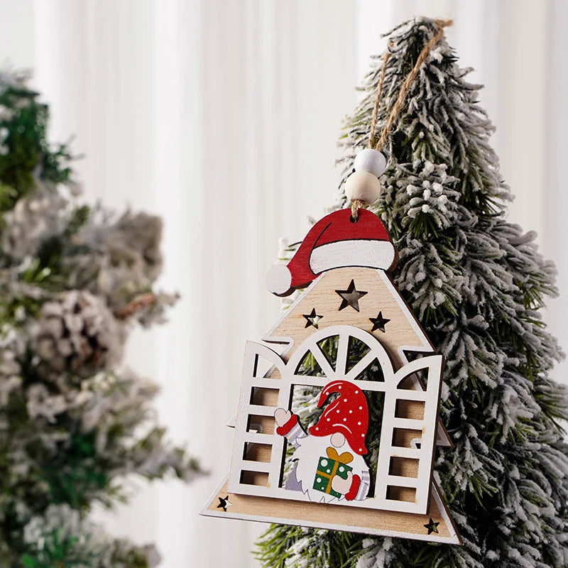 Christmas Tree Ornament Handcrafted Wood Santa