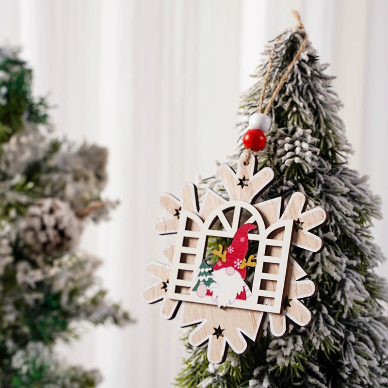 Christmas Tree Ornament Handcrafted Wood Santa