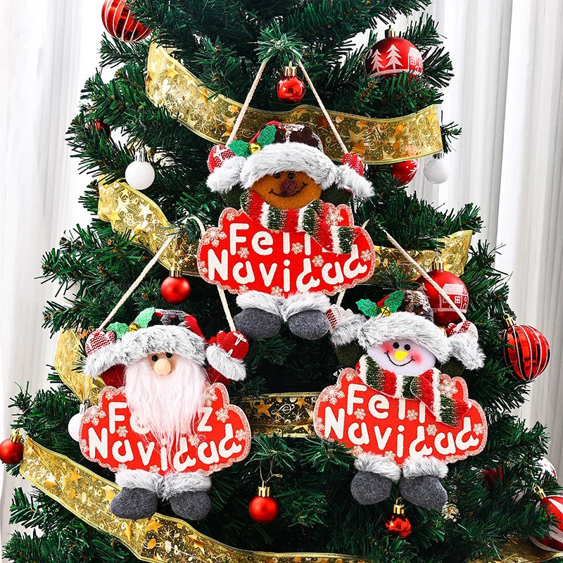 Christmas Tree Ornament Handmade Snowman Durable Fabric Hanging Loop