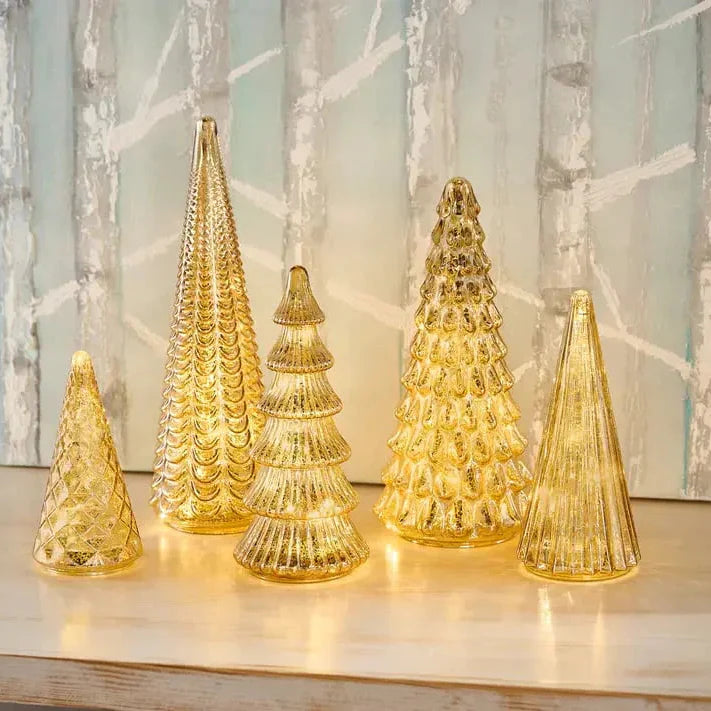 Christmas Tree Set Warm Amber LED 5-Piece Battery Operated