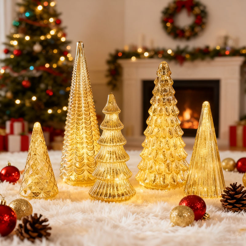 Christmas Tree Set Warm Amber LED 5-Piece Battery Operated