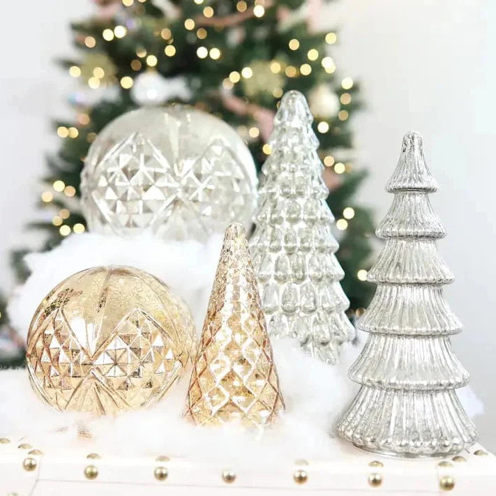 Christmas Tree Set Warm Amber LED 5-Piece Battery Operated