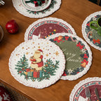 Christmas Tree Skirt Quilted Braided Cotton Conceals Cords
