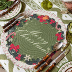 Christmas Tree Skirt Quilted Braided Cotton Conceals Cords