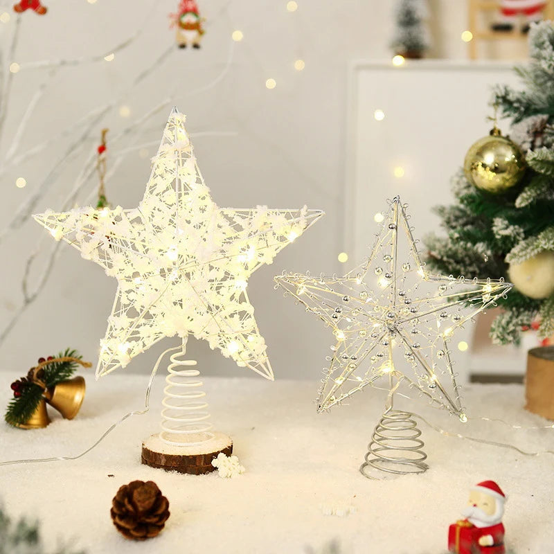 Christmas Tree Topper Sparkling Star Warm LED Lights