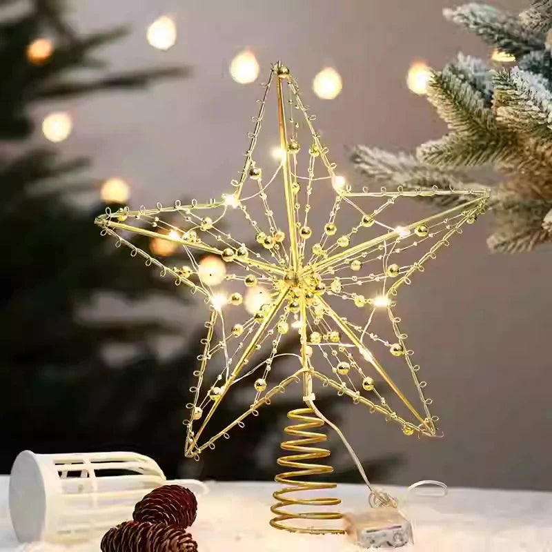 Christmas Tree Topper Sparkling Star Warm LED Lights