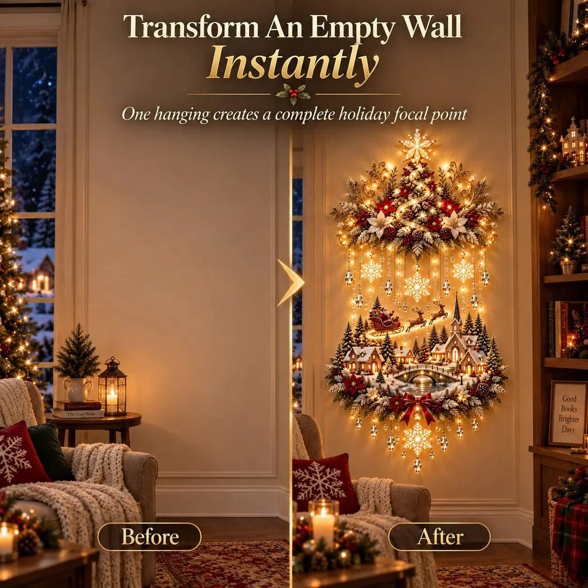 Christmas Tree Wall Hanging Warm White LED Lights