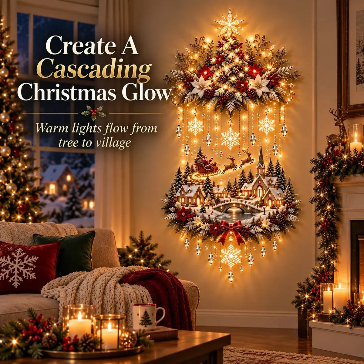 Christmas Tree Wall Hanging Warm White LED Lights