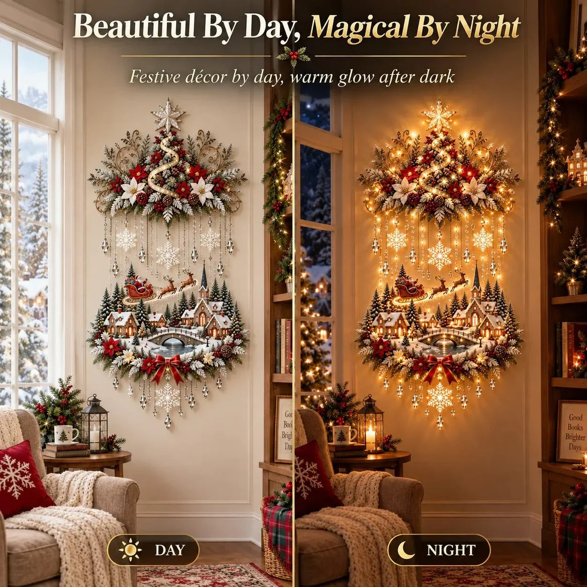 Christmas Tree Wall Hanging Warm White LED Lights