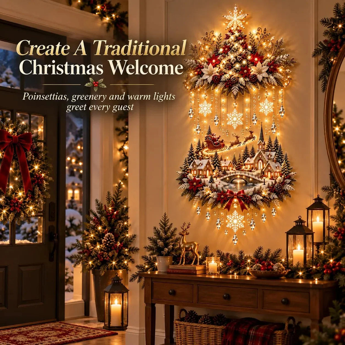 Christmas Tree Wall Hanging Warm White LED Lights