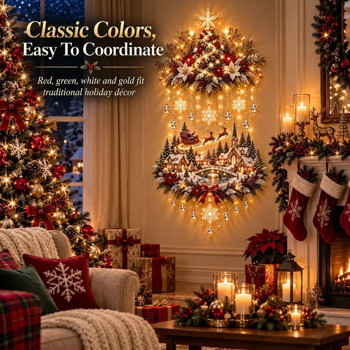 Christmas Tree Wall Hanging Warm White LED Lights