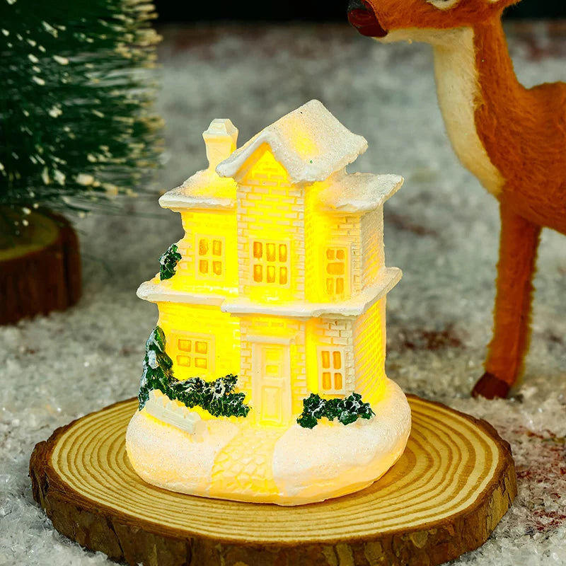Christmas Village Ceramic Glitter Finish & Integrated LED