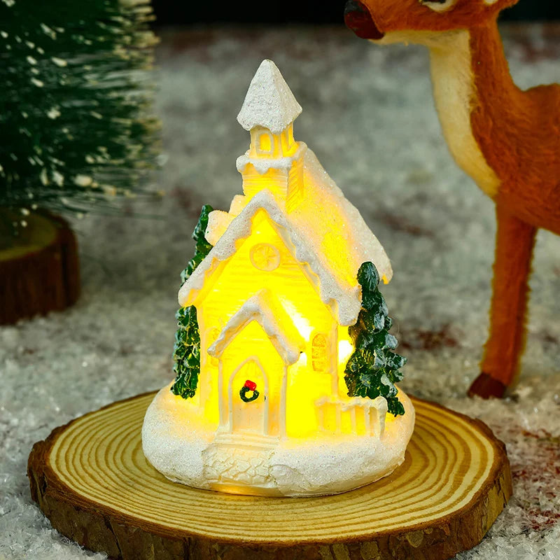 Christmas Village Ceramic Glitter Finish & Integrated LED