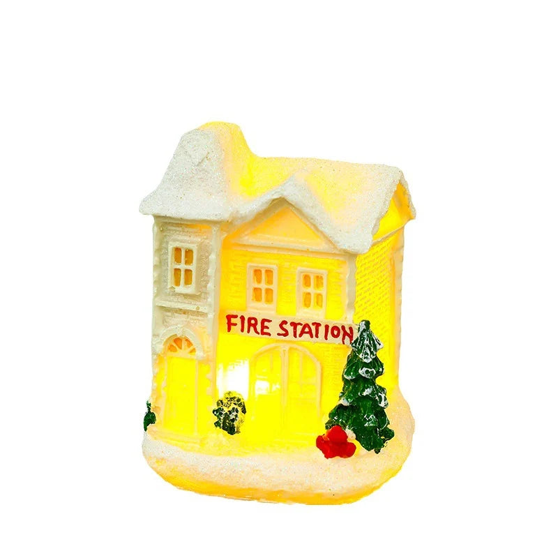 Christmas Village Ceramic Glitter Finish & Integrated LED