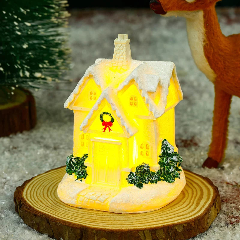 Christmas Village Ceramic Glitter Finish & Integrated LED